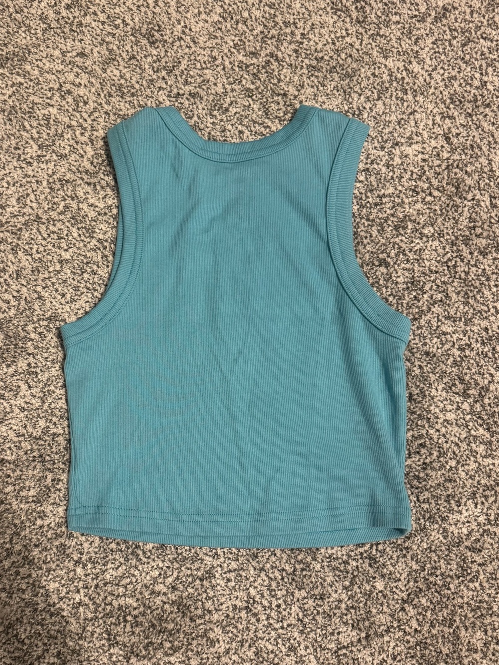 Roxy Aqua Ribbed Crop Tank Top with Logo, S, NWOT - Picture 3 of 5
